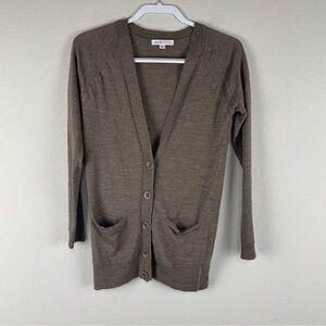 See by Chloe Brown Button Front 100% Wool Cardigan Size 2